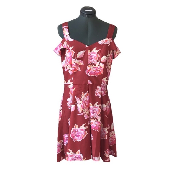 Greylin Dresses & Skirts - Greylin Floral Cold Shoulder Fit & Flare Dress